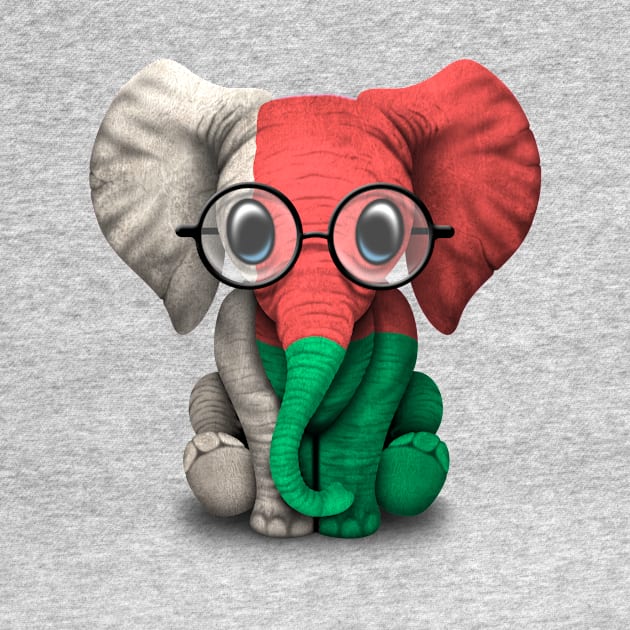 Baby Elephant with Glasses and Madagascar Flag by jeffbartels